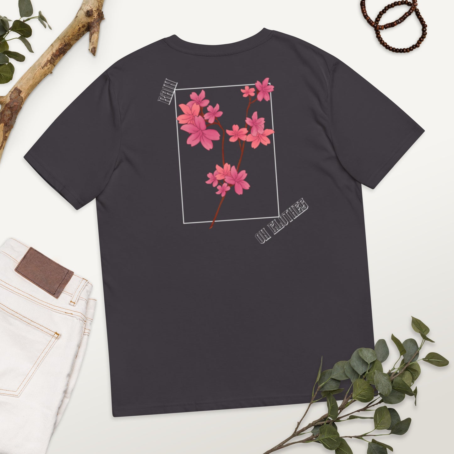 Uniseks bloemenprint katoenen T-shirt
